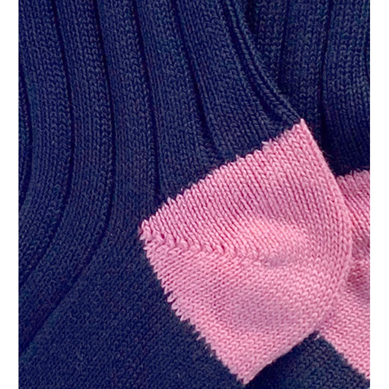 Wide Wale: Navy/Pink – Cushioned Combed Cotton