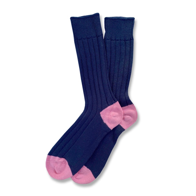 Wide Wale: Navy/Pink – Cushioned Combed Cotton