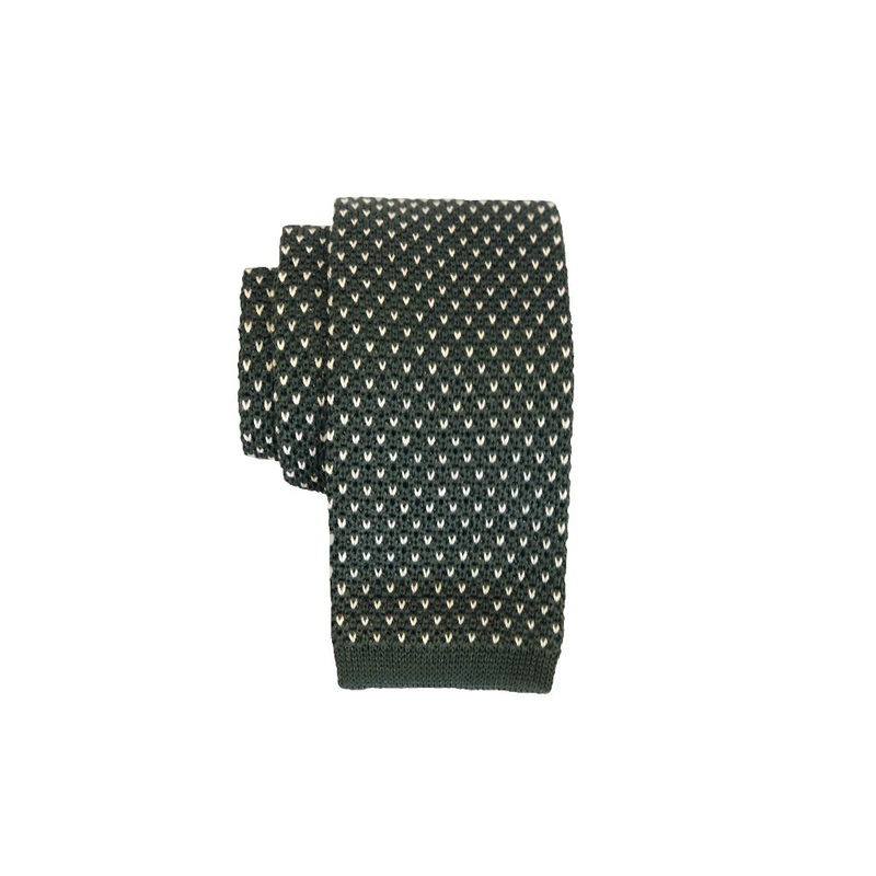 Birdseye – Knit Tie|Green with Cream|Navy