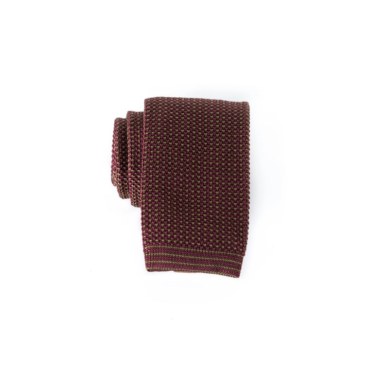Fleck – Knit Tie|Aubergine/Olive|Burnt Orange/Olive|Red/Olive|Olive/Aubergine