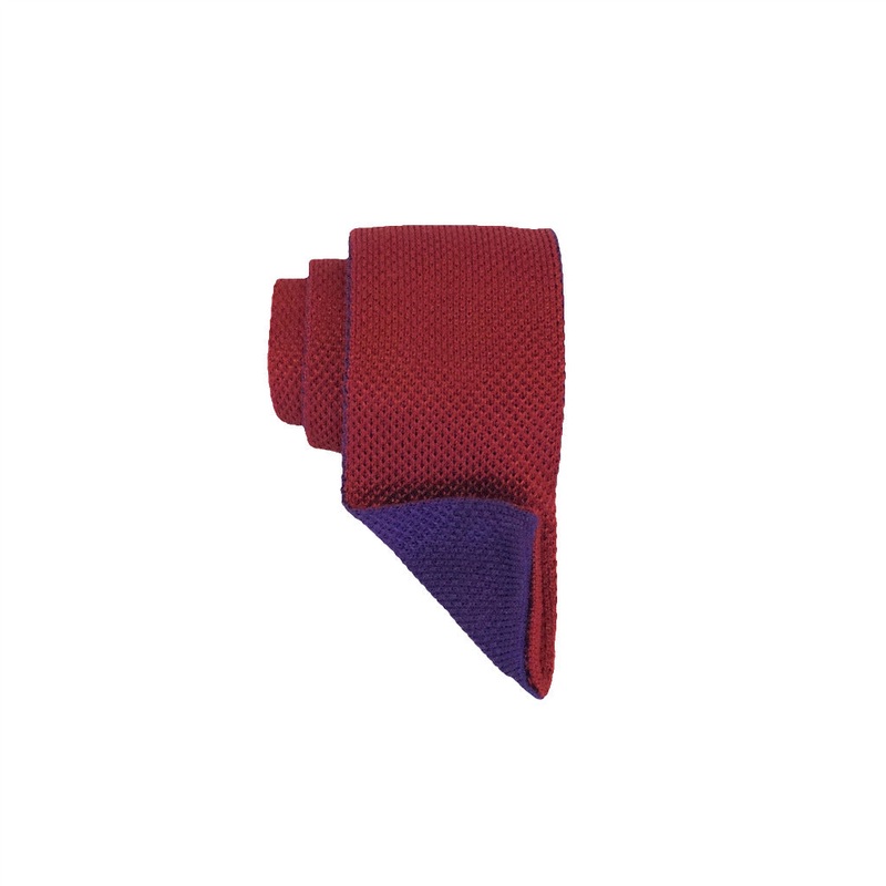 Reversible – Knit Tie|Red with Purple|Red with Black