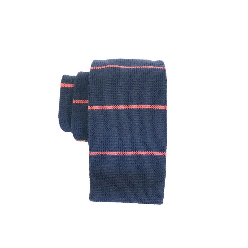 Striped – Knit Tie|Navy with Red|Red with Purple