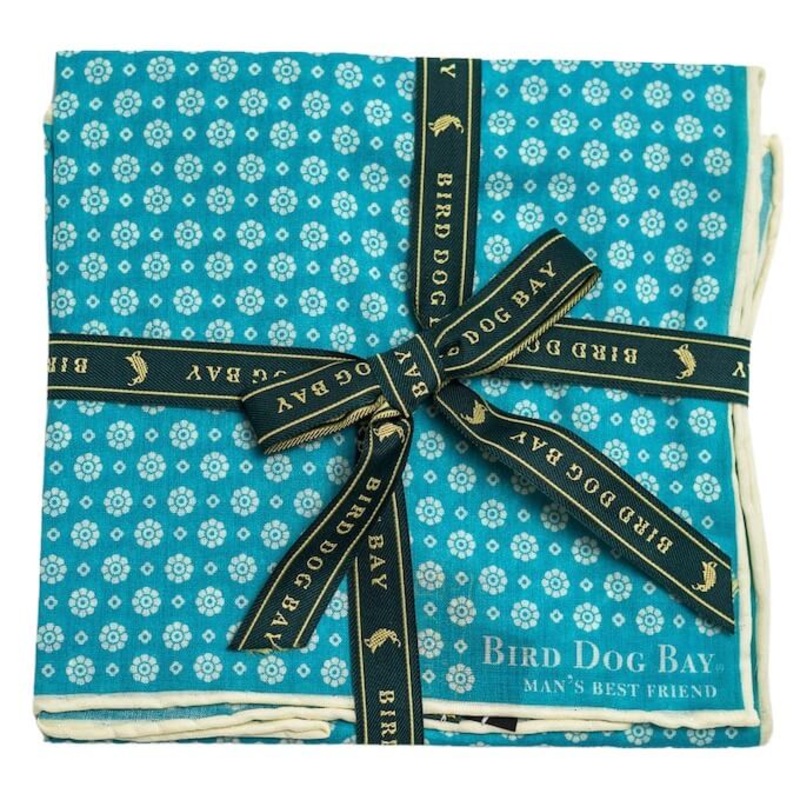 Flower Power: Cotton Pocket Square – Blue
