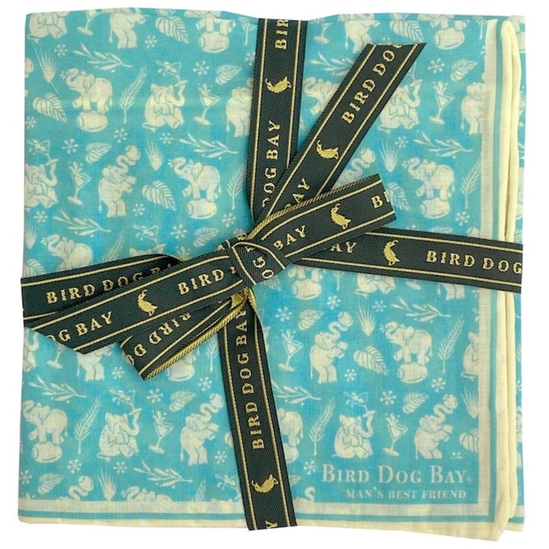 Pink Elephant: Cotton Pocket Square – Turquoise