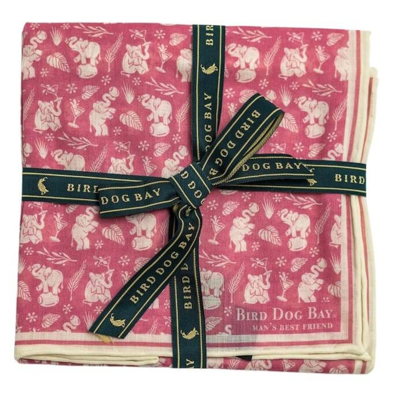 Pink Elephants: Cotton Pocket Square – Pink