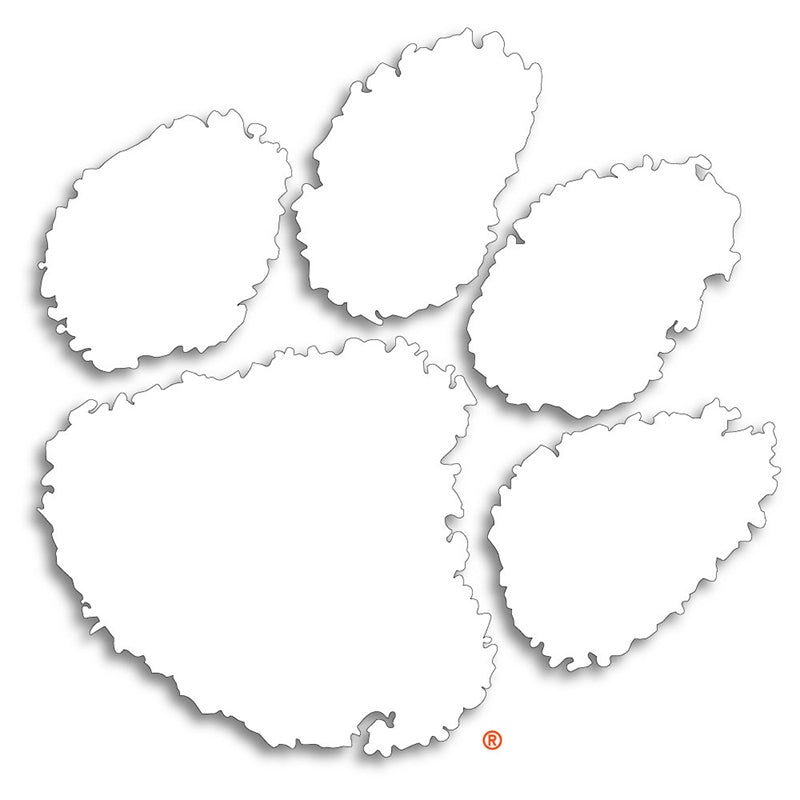 Clemson 3 inch Paw Decal|Orange|White