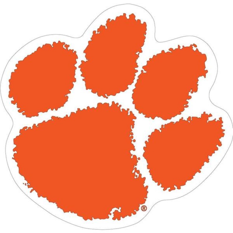 Clemson 6 inch Paw Decal|Orange|White