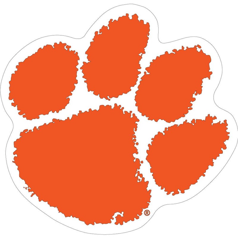 Clemson Mini 2 inch Paw Decal|Orange|White