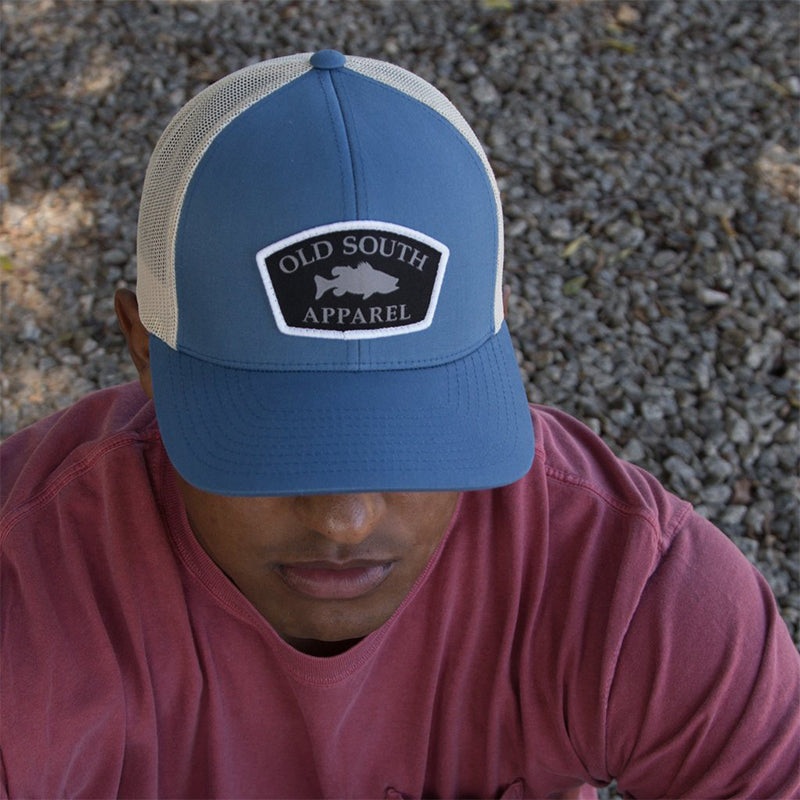 Broken Line Patch Trucker Hat|Ocean Blue/Beige|White/White