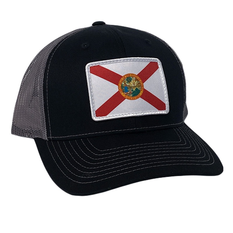Florida Flag Patch Hat|Black/Charcoal|Brown/Khaki|Navy|Heather Grey/Black
