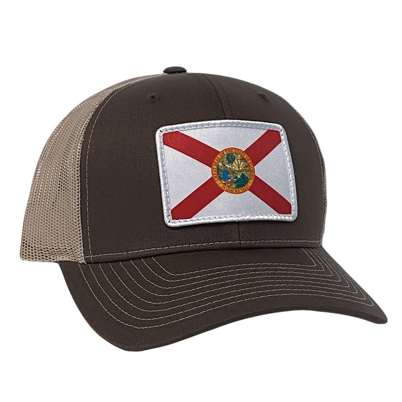 Florida Flag Patch Hat|Black/Charcoal|Brown/Khaki|Navy|Heather Grey/Black