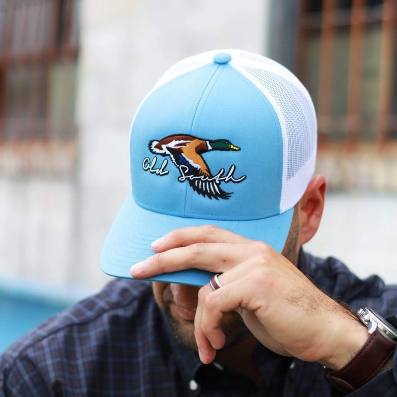 Flying Mallard Trucker Hat|Carolina Blue/White|Graphite/White