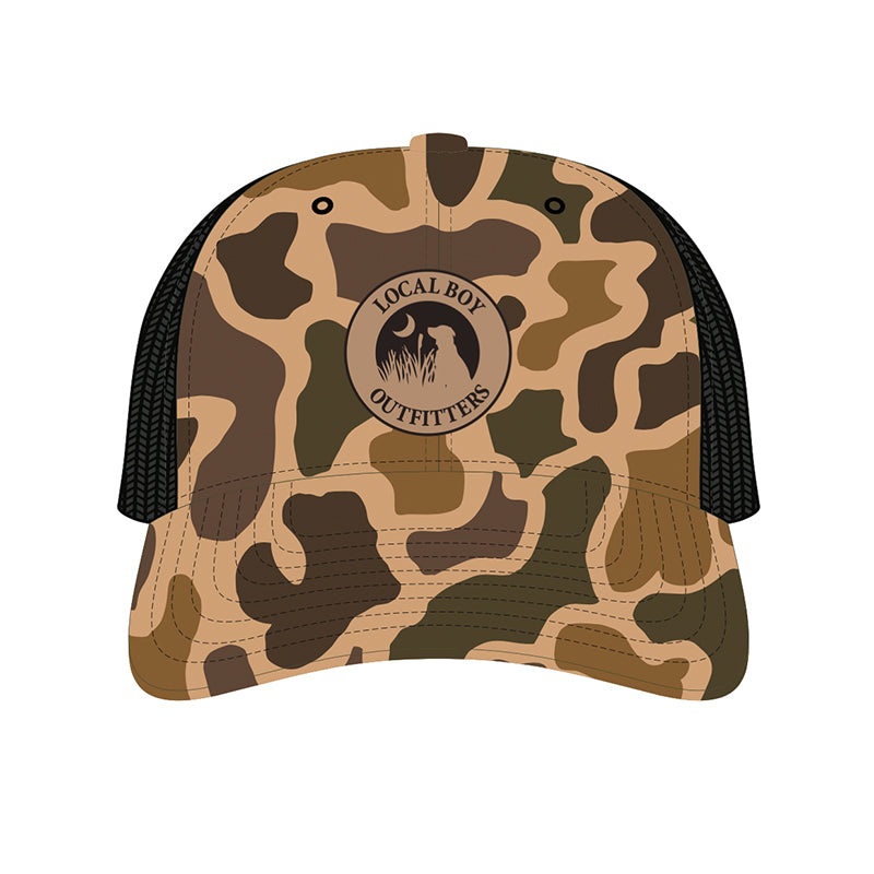 LBO Leather Patch Hat|Localflage|Old School Camo|Charcoal/Black|Heather Grey/Black|Loden|Navy Heather|Blue/Khaki|Khaki/Coffee|Red Heather|Black/Black