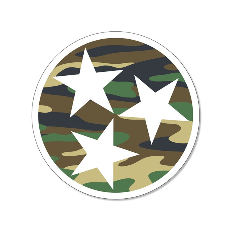 Tri-Star 3 inch Decal|Camo|Blue|Orange|3″