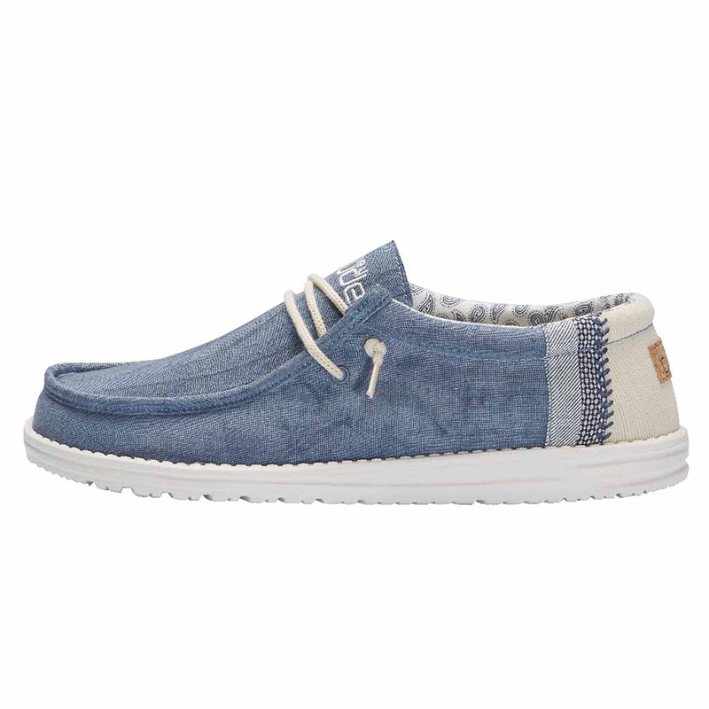 Men’s Wally Linen Shoe in Natural Blue