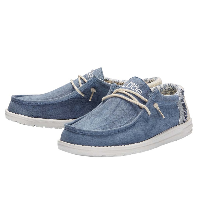 Men’s Wally Linen Shoe in Natural Blue