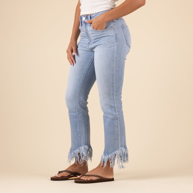 The Arla High Rise Frayed Straight Jeans