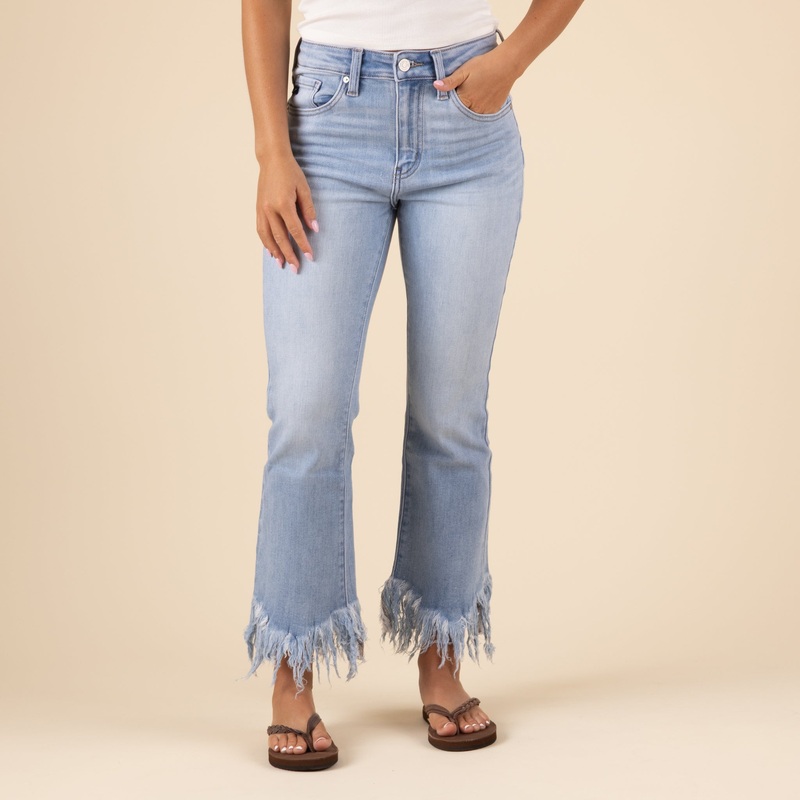 The Arla High Rise Frayed Straight Jeans