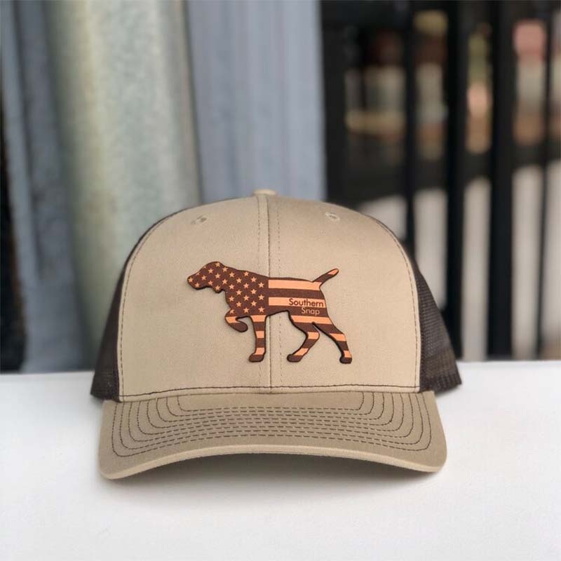 USA Leather Pointer Patch Hat|Heather/Black|Khaki/Brown|Camo
