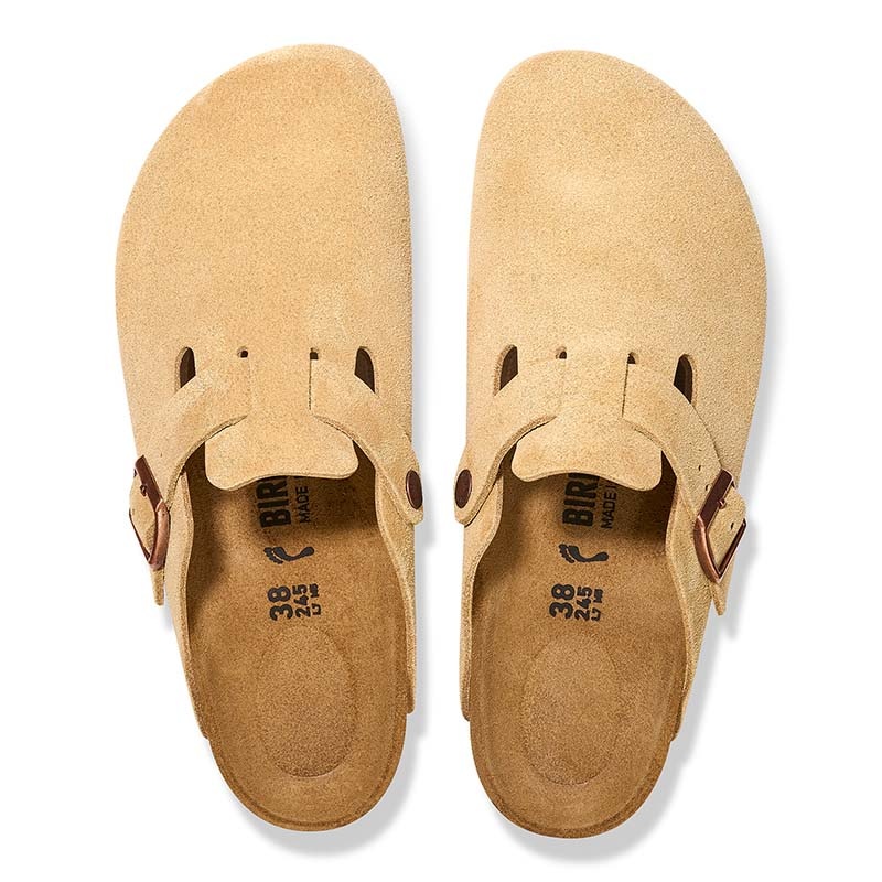 Women’s Boston Suede Leather Slip On Shoes in Latte Cream