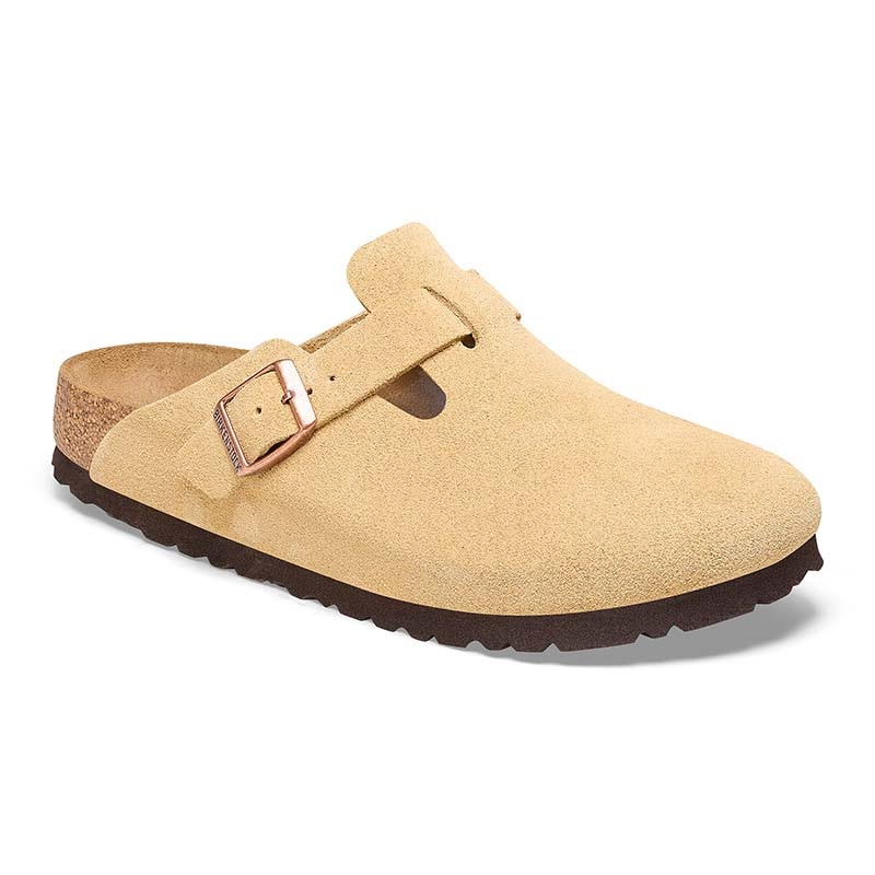 Women’s Boston Suede Leather Slip On Shoes in Latte Cream