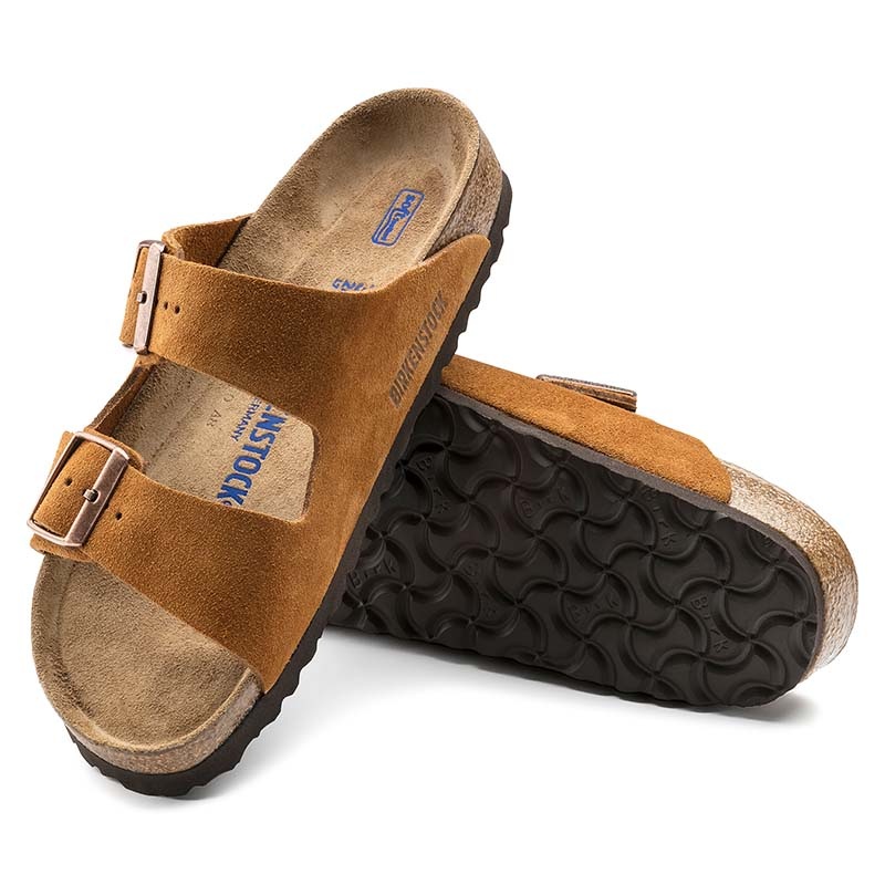 Women’s Arizona Soft Footbed Suede Leather Sandals in Mink