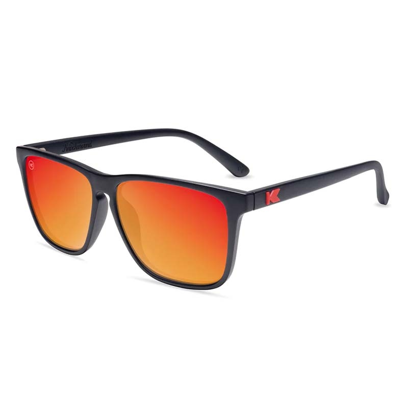 Men’s Knockaround Fast Lanes Sunglasses  in Matte Black and Red Sunset