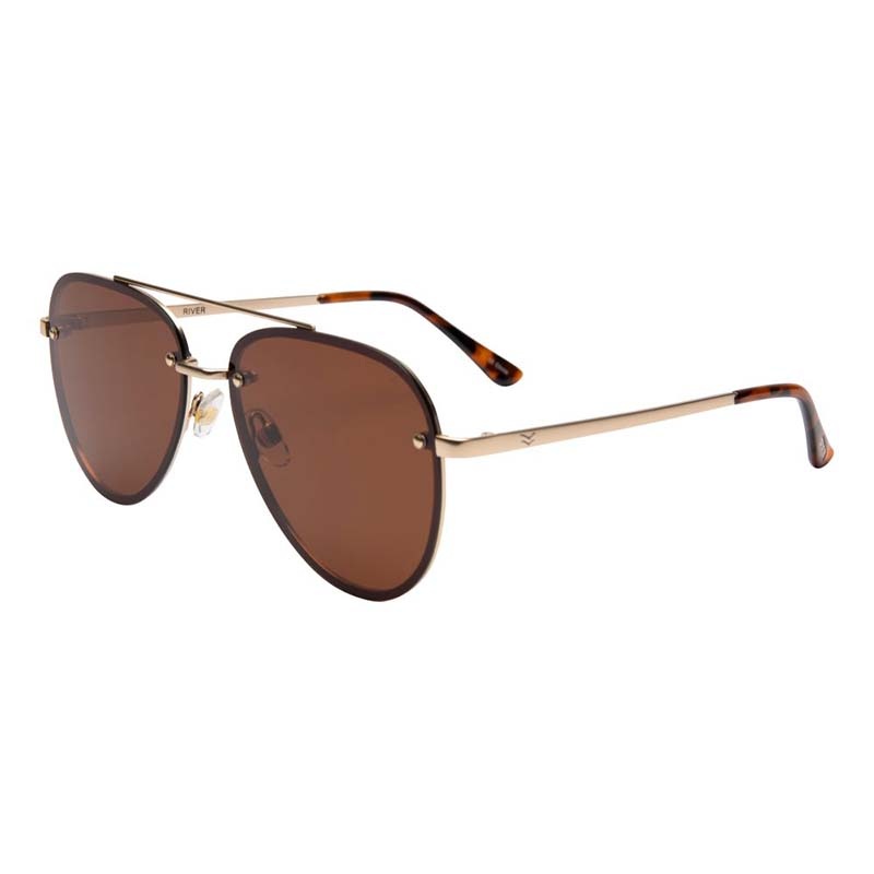 River Aviator Sunglasses|Gold/Rose|Gold/Smoke