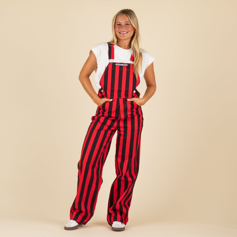 Red and Black Overall Bibs|XS|S|M|L|XL|XXL