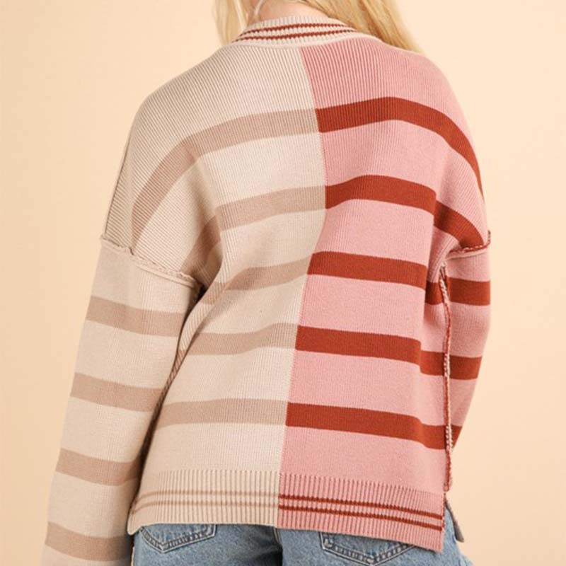 Stripe Block Sweater|Ecru|Sage|S|M|L