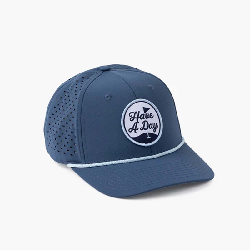 Have A Day Perforated Rope Hat in Blue