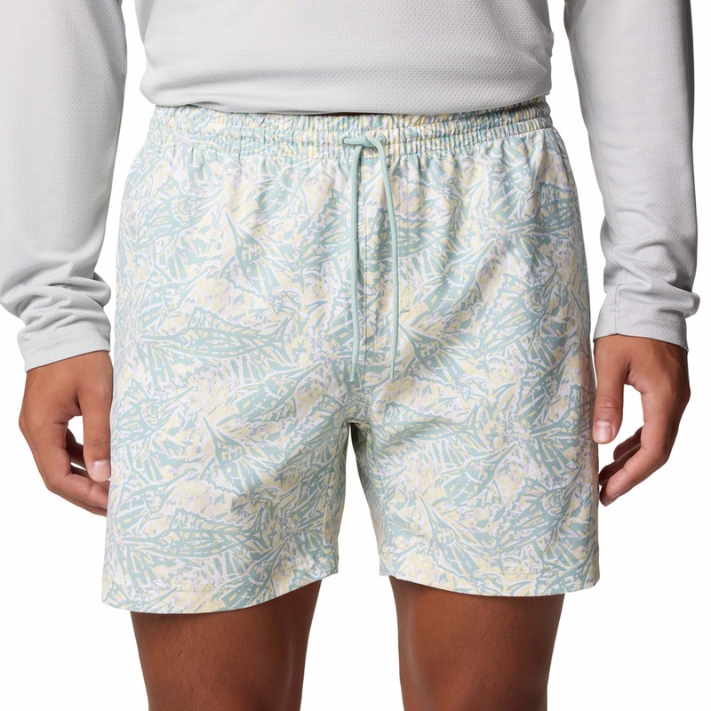 Men’s PFG Rambler 6 Printed Swim Shorts in Lemon Wash Marlin Palms
