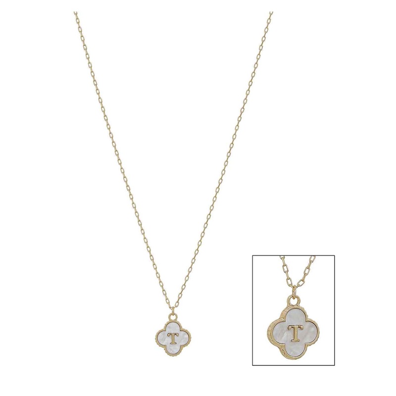 Mop Clover Initial Letter Necklace