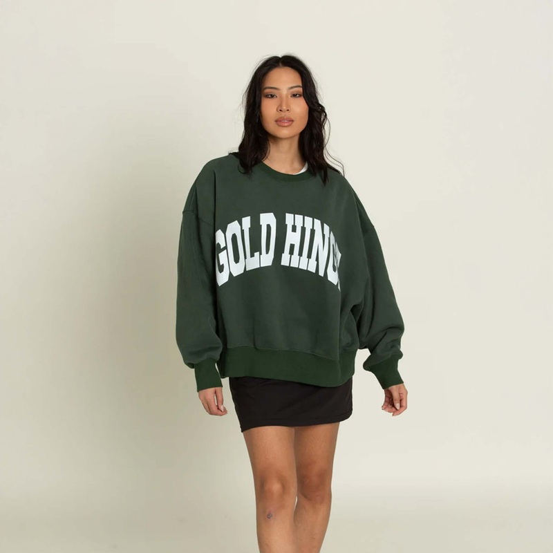 Gold Hinge Arch Crewneck|Dark Green|Ivory|Plumberry|XS|S|M|L|XL