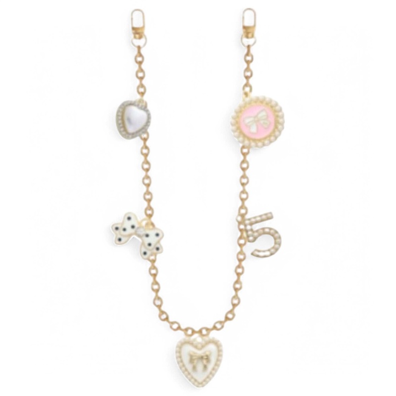 Bag Charm Chain|White Heart|Gold Heart|White Purse