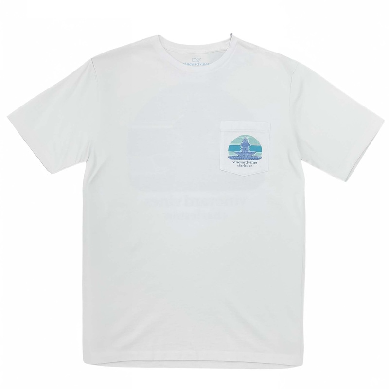 Charleston Pineapple Fountain Short Sleeve T-Shirt in White