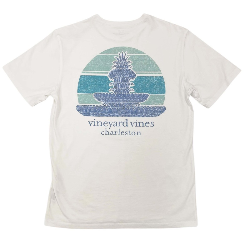 Charleston Pineapple Fountain Short Sleeve T-Shirt in White