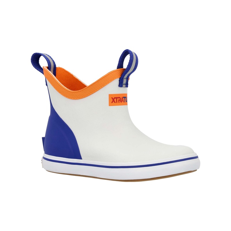 Youth Blue Ankle Deck Boot in White