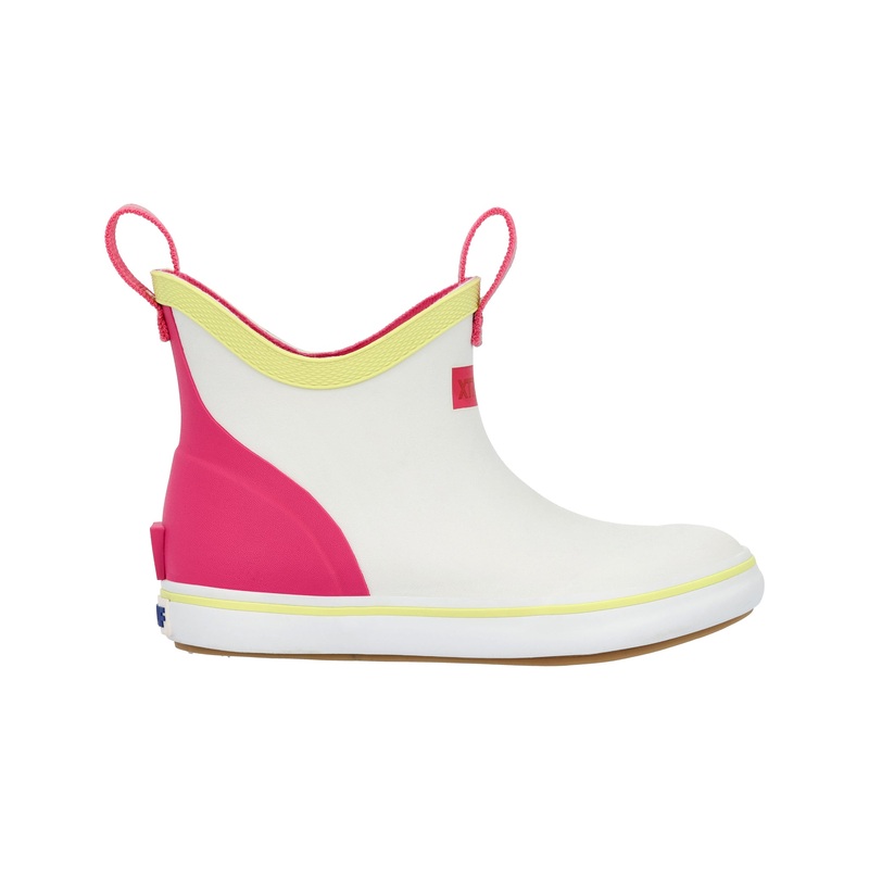 Youth Pink Ankle Deck Boot in White