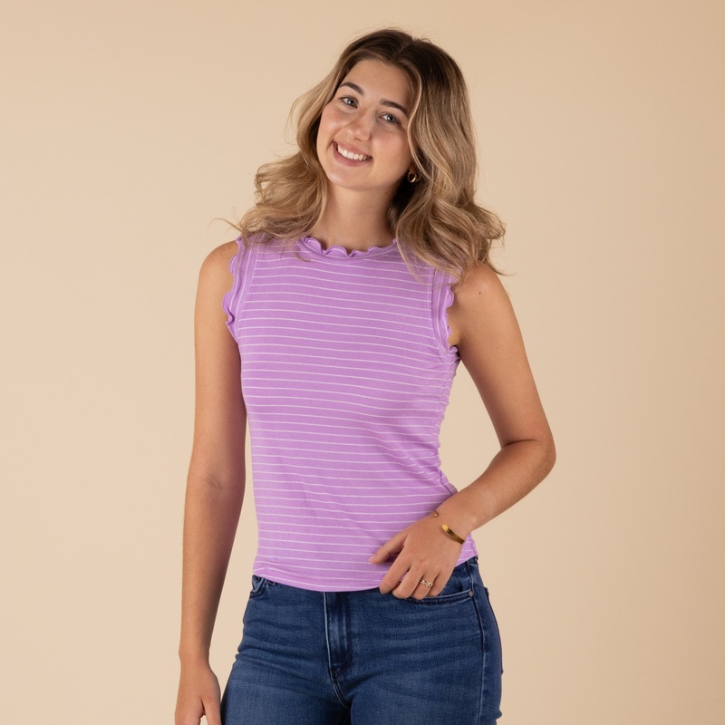 Ruffled Stripe Tank Top|Pink|Lavender|Mint|S|L|M