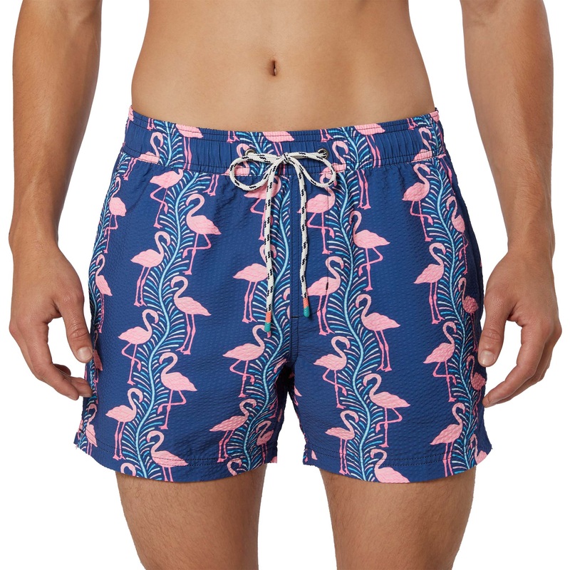 Flamingles Stripe Navy 5 Party Starter Swim Shorts