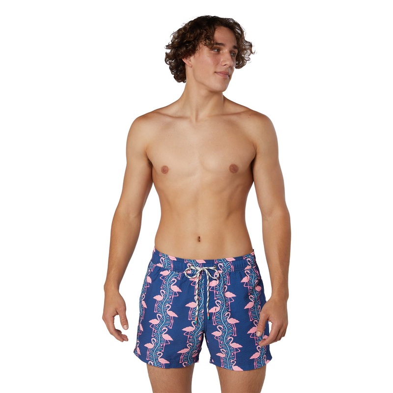 Flamingles Stripe Navy 5 Party Starter Swim Shorts