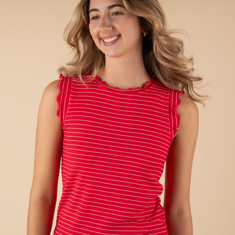 Ruffled Stripe Tank Top|Navy|Red|White|S|M|L