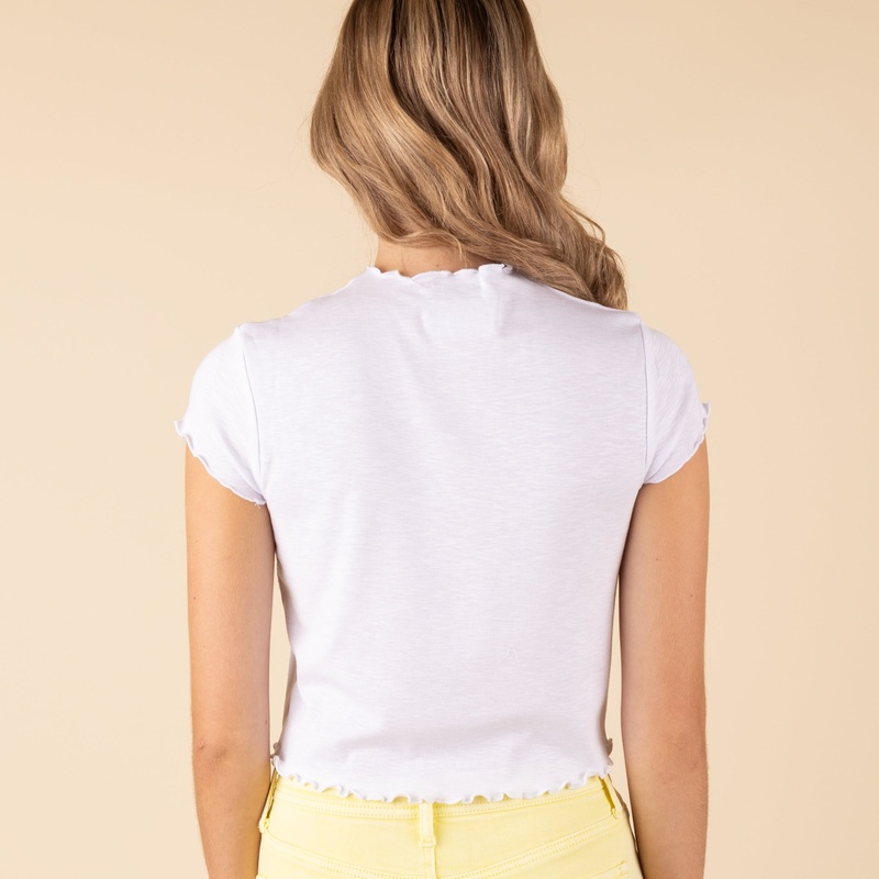 Short Sleeve Lettuce Top|White|Navy|S|M|L