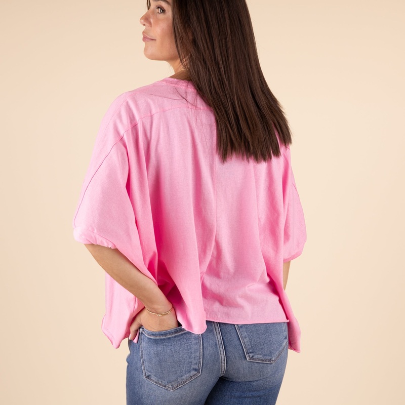 HiLo Twist Short Sleeve Top|Grey|Pink|Green|S|M|L