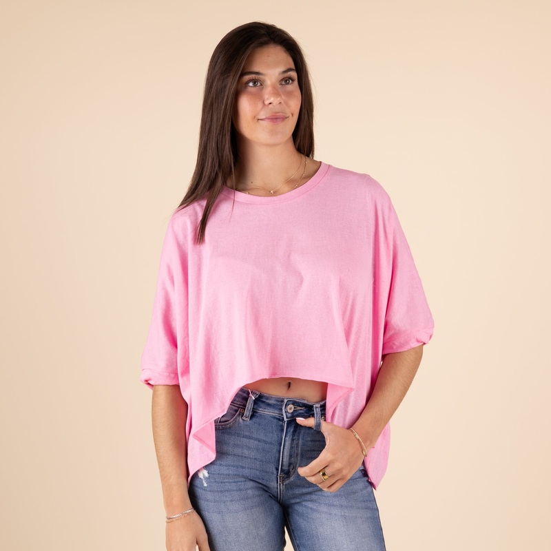 HiLo Twist Short Sleeve Top|Grey|Pink|Green|S|M|L