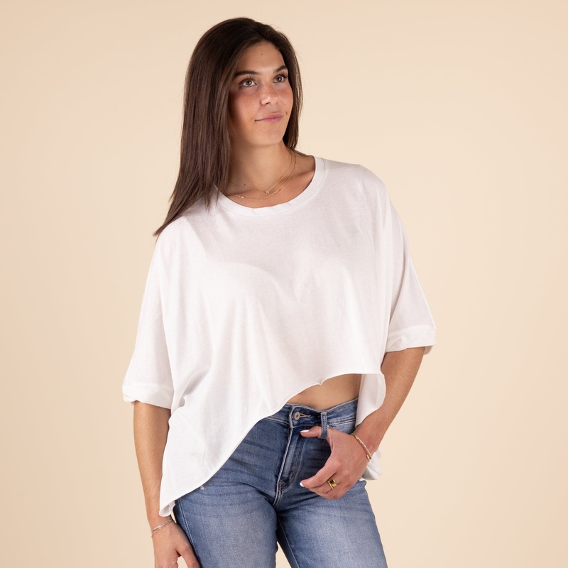 HiLo Twist Short Sleeve Top in White