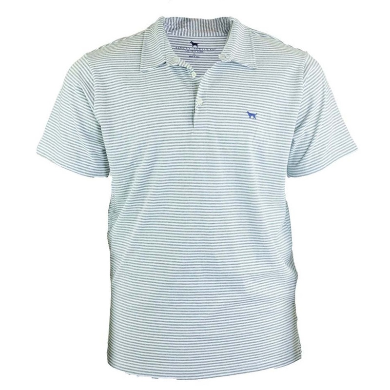 Striped Men’s Short Sleeve Polo in Grey and White