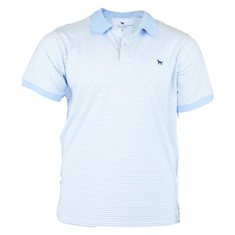Striped Men’s Short Sleeve Polo in Light Blue and White