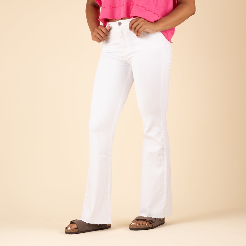 Scissor High Rise Flare in White